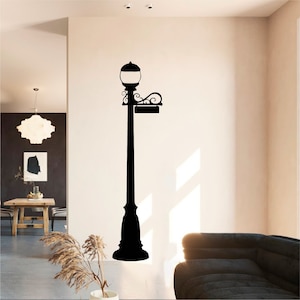 Poste de lámpara vintage - Arte de pared de vinilo, calcomanía, pegatina, transferencia, mural, extraíble, decoración, interior, exterior, pelar y pegar, pared completa - 0476