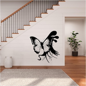 Butterfly Ink Splat Vinyl Wall Art, Decal, Sticker, Transfer, Mural, Removable, Decor, Interior, Exterior, Peel and Stick, - 0737