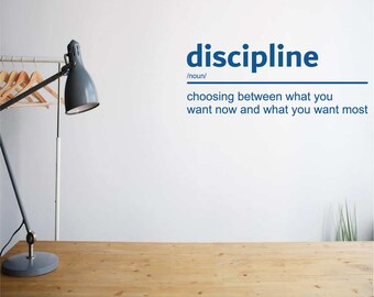 Definitie van discipline, positieve affirmaties, motiverend, kantoor, school, kunst aan de muur, sticker, sticker, overdracht, 5 maten 36 kleuren