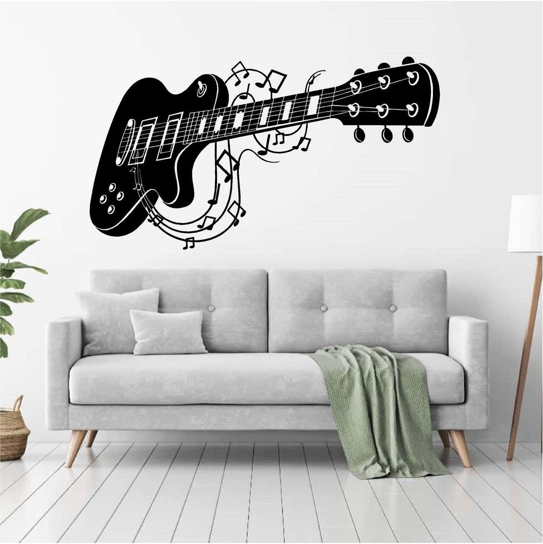 Musical Guitar Vinyl Wall Art, Decal, Sticker, Transfer, Mural