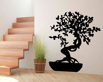 Bonsi Tree Vinyl Wall Art, sticker, sticker, overdracht, muurschildering, decor, huurvriendelijk, interieur, exterieur, volledige muur verwijderbaar, - 0292