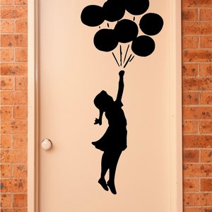 Banksy Girl with Balloons Sticker, Vinyl wall art sticker, Transfer, Mural, Stencil, EASY to apply, INSTRUCTIONS included, MATT Finish