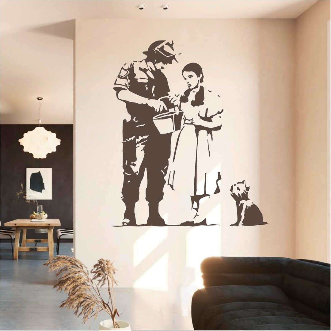 Sticker Mural Banksy Style Street Art - Singe Détonateur, Décoration Murale Repositionnable