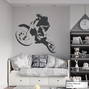 Dirt Bike Sticker, Vinyl wall art sticker, Transfer, Mural, Stencil, EASY to apply, INSTRUCTIONS included, MATT Finish