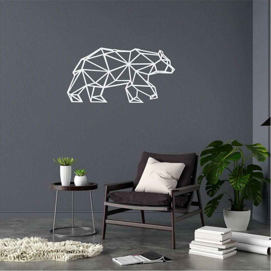 Impression D'art Mural Abstrait Géométrique - Ours Sur Toile - Style Moderne Multicolore