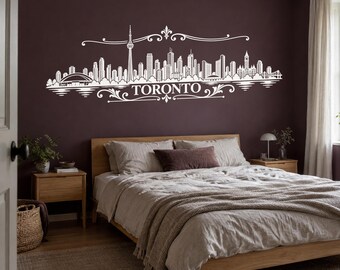 Toronto Skyline Wall Decal, Canadian City Vinyl Sticker for Living Room and Office