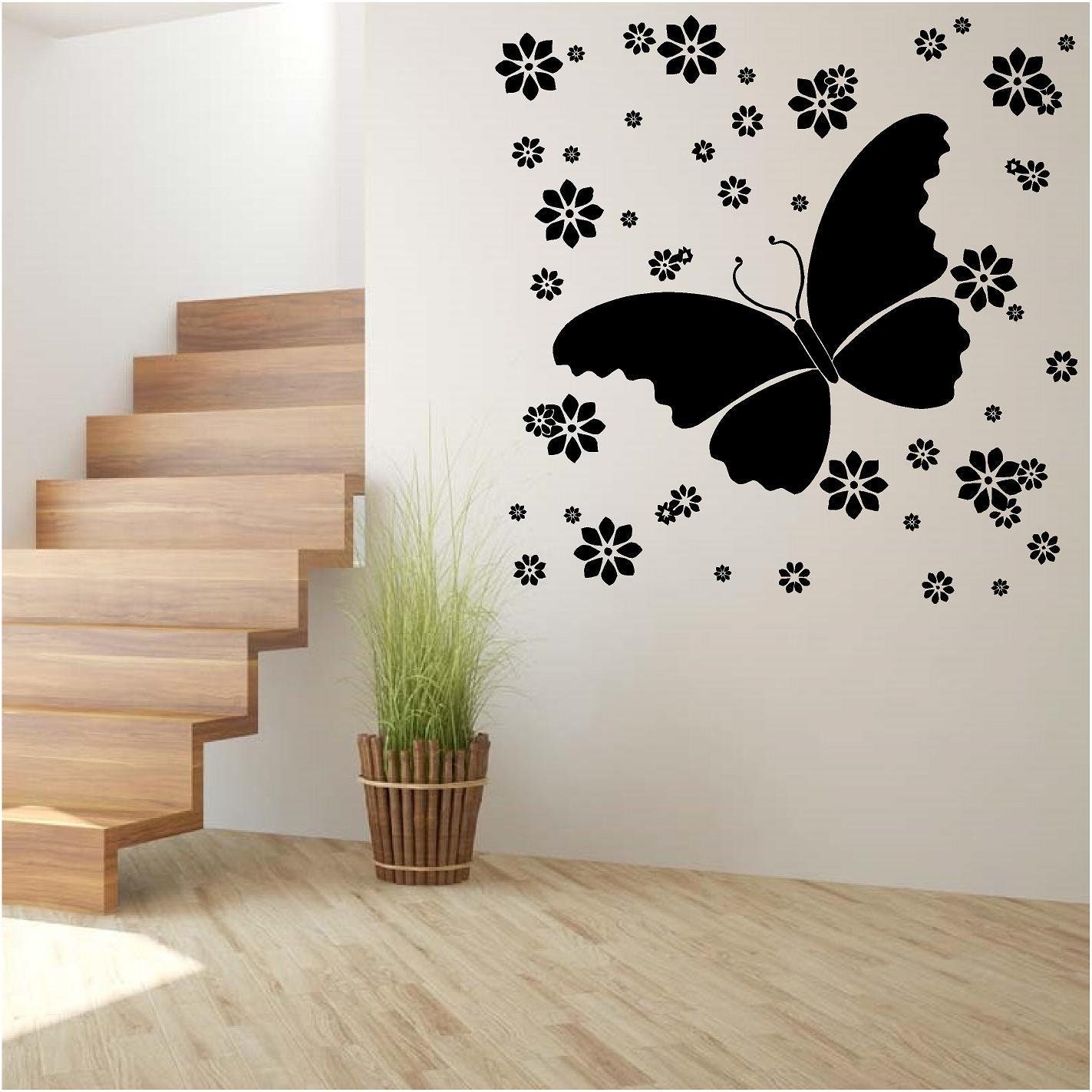 Butterfly Flower Tree Vinyl Wall Decal Removable PVC Wall Mural