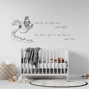 How do you spell love said piglet, Sticker Winnie The Pooh, Wall art Decal, Transfer, Mural, Rental Friendly, Interior or Exterior use