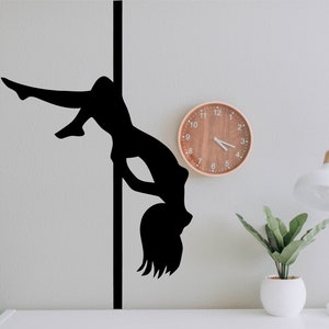 Pole Dance Silhouette Vinyl Wall Art, Decal, Sticker, Transfer, Mural, Decor, Rent Friendly, Interior, Exterior, Full Wall  - 0438