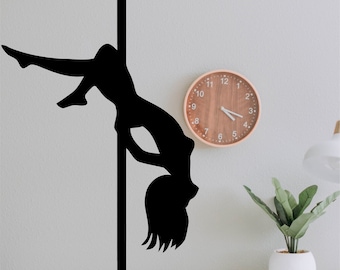Pole Dance Silhouette Arte em parede de vinil, decalque, adesivo, transferência, mural, decoração, aluguel amigável, interior, exterior, parede completa - 0438