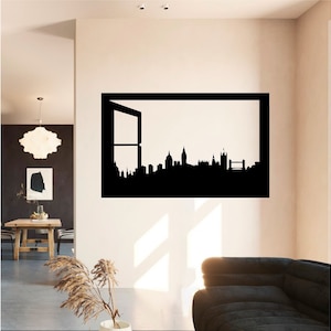 London Skyline -Vinyl Wall Art, Decal, Sticker, Transfer, Mural, Removable, Decoration, Interior, Exterior, Peel and Stick, Full Wall - 0470