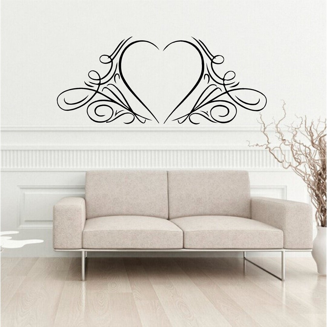 Floral Love Heart Vinyl Wall Art, Decal, Sticker, Transfer, Mural ...