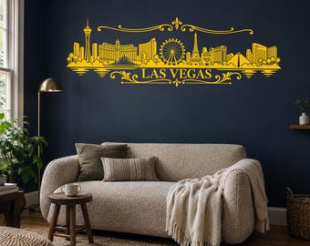 Las Vegas Skyline Wall Decal, Nevada City Vinyl Sticker for Living Room, Home Bar and Office