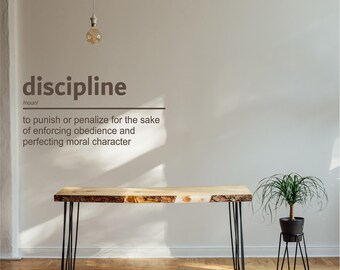 Definitie van discipline, affirmaties, inspirerend, motiverend, kantoor, school, kunst aan de muur, sticker, overdracht, 5 maten 36 kleuren