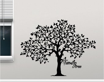 Arte de pared de vinilo de árbol genealógico, calcomanía, pegatina, transferencia, mural, decoración, alquiler amigable, interior, exterior, pared completa extraíble, - 1025