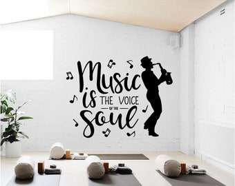 Music is the voice of the Soul  Vinyl Wall Art, Decal, Sticker, Transfer, Mural, Removable, Decoration, Interior, Exterior, - 0802