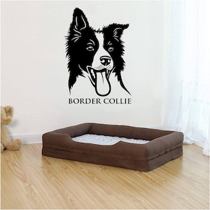 Border Collie Vinyl Wall Art, Decal, Sticker, Transfer, Mural, Removable, Decor, Rent Friendly, Interior, Exterior, Full Wall - 0974