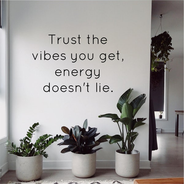 Trust the vibes you get, energy doesn't lie, inspirational, motivational, Office, School, Home wall art, Sticker, Decal, Transfer, 5 Size es