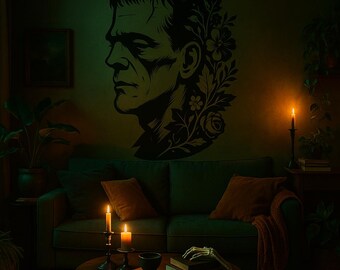 Floral Frankenstein Vinyl Wall Decal, Made to Order, Wall Sticker, 36 Colours, Apply Anywhere, Application Tape Pre-Applied H036