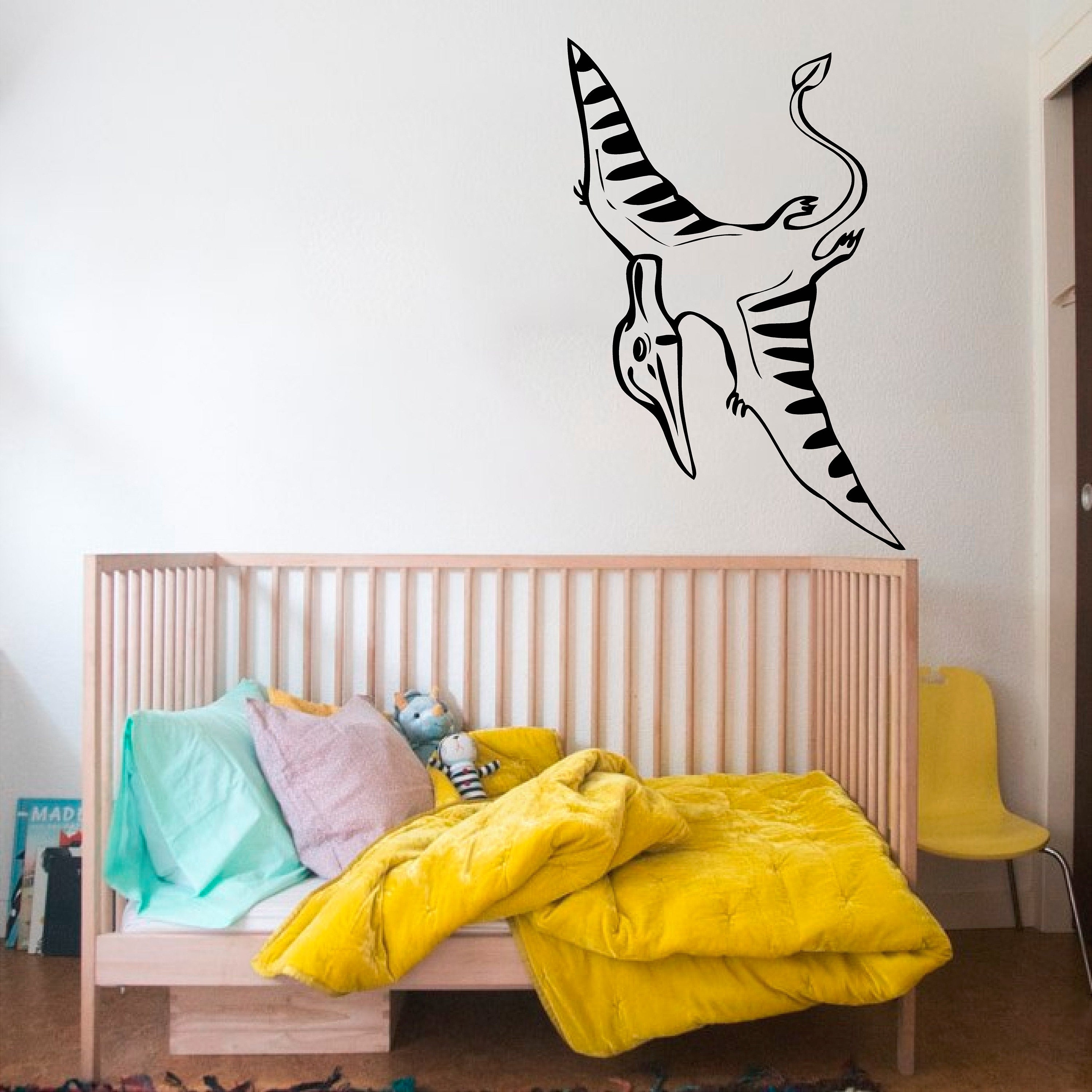 Kids Pterodactyl Dinosaur Sticker, Vinyl Wall Art Sticker, Transfer ...