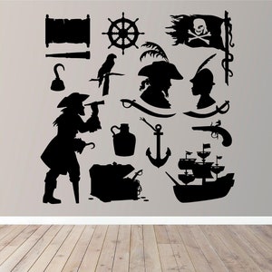 Pirates and Skulls Decal Pack Vinyl Wall Art, Decal, Sticker, Transfer, Mural, Decor, Rent Friendly, Interior, Exterior, Full Wall - 0653