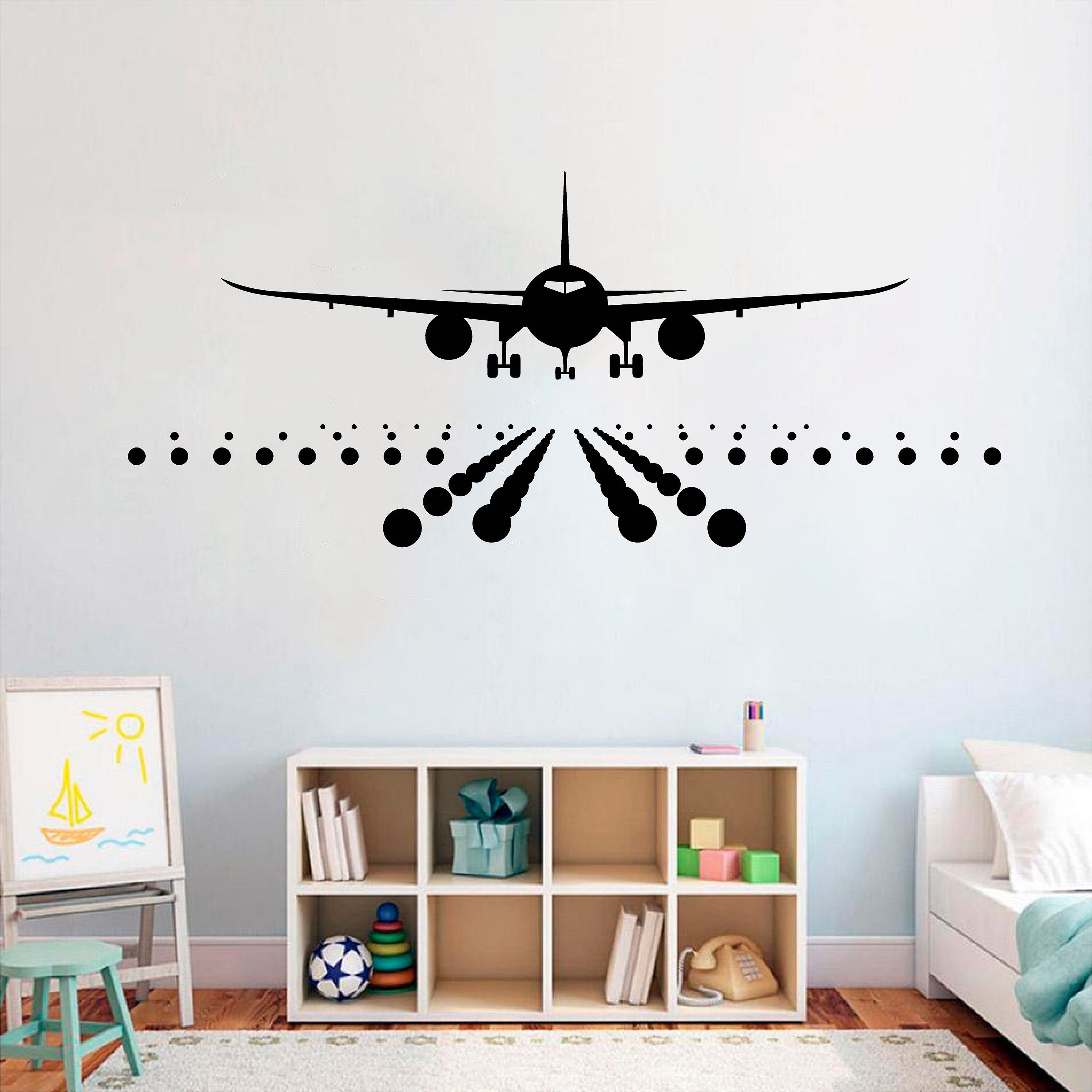 Adhesivo de pared de avión de vinilo de avión de transporte de aviones de  pared gráfico de pared mural de arte del hogar decoración marrón