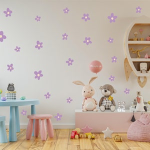 25 x Blumen Wandsticker, Kinderzimmer Dekor, Wandkunst für Kinder, florale Designs, Vinyl Wandkunst, Aufkleber, Aufkleber, abnehmbar, Dekoration,