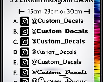 9 x Stickers Instagram personnalisés - 1005 - Tags pour réseaux sociaux, icônes, vinyle auto-adhésif, autocollant, décalcomanie de transfert, usage intérieur ou extérieur,