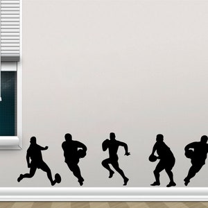 Five Rugby Players Sticker, Vinyl wall art sticker, Transfer, Mural, Stencil, EASY to apply, INSTRUCTIONS included, MATT Finish