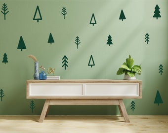 50 x Minimalist Scandi Nordic Tree Stickers for Children's Bedroom Decor, Vinyl Wall Art, Decal, Sticker, Removable, Decoration, Nursery,