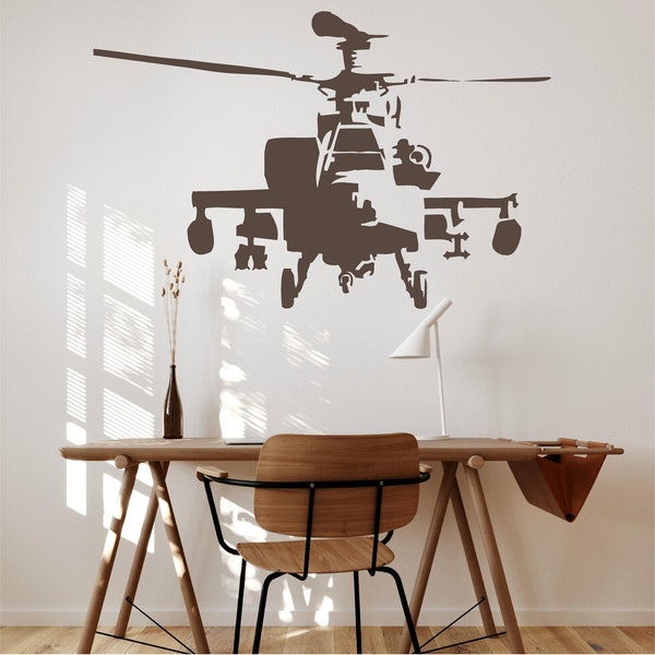 Banksy Apache Helicopter Sticker, Autocollant d’art mural en vinyle, Transfert, Peinture murale, Pochoir, FACILE à appliquer, INSTRUCTIONS incluses, Finition MATT