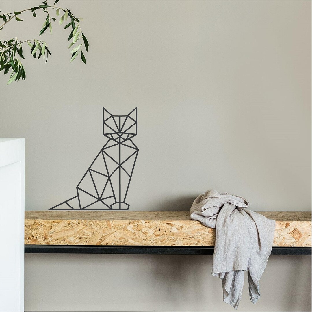 Geometric Cat Wall Art Minimalist Modern Abstract Decal Etsy