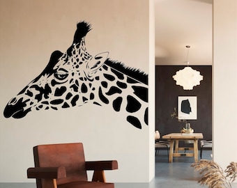 Giraffenkopf - 0568 Vinyl Wandkunst, Aufkleber, Transferfolie, Wandbild, abnehmbar, Dekor, Rent Freundschafts, Innen, Außen, Volle Wand