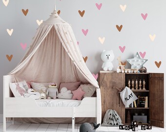 Corações multicoloridos para decoração de quarto infantil, arte de parede de vinil, decalque, adesivo, removível, decoração, berçário, babás, crianças