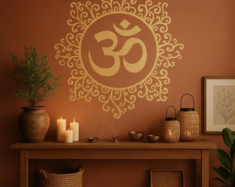 Om Wall Decal | Hinduism Wall Art | Meditation Room Décor | Yoga Studio Vinyl Sticker | Mandala Hindu Symbol | Custom Vinyl Decals IS002