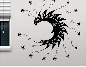Mandala Sun and Moon Vinyl Wall Art, Decal, Sticker, Transfer, Mural,, Decor, Rent Friendly, Interior, Exterior, Full Wall 0914