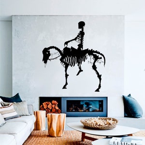 Skeleton on a Horse Vinyl Wall Art, Decal, Sticker, Transfer, Mural, Removable, Decor, Interior, Exterior, Peel and Stick, Full Wall - 0458