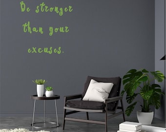 Wees sterker dan je excuses, inspirerend, motiverend, kantoor, school, kunst aan de muur, sticker, sticker, overdracht, 5 maten 36 kleuren