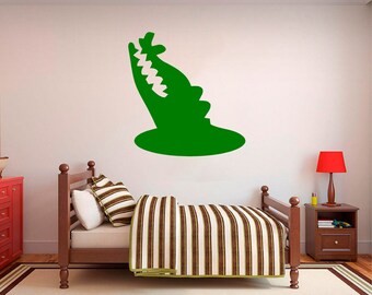 Arte de pared de vinilo de silueta de cocodrilo, calcomanía, pegatina, transferencia, mural, extraíble, decoración, alquiler amigable, interior, exterior, pared completa - 0550