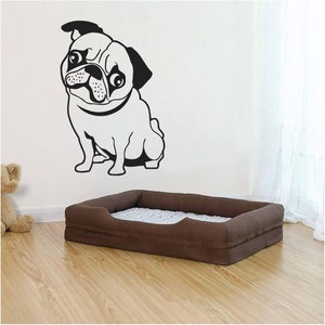 Confused Pug Vinyl Wall Art, Decal, Sticker, Transfer, Mural, Removable, Decor, Rent Friendly, Interior, Exterior, Full Wall - 0977