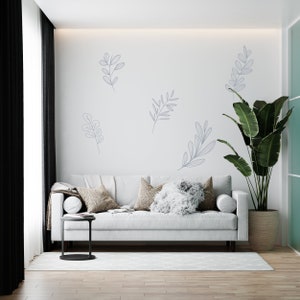 5 o 10 hojas rayadas, decoración del hogar, vinilo para pared, calcomanía, pegatina, extraíble, decoración, botánico, planta, hoja, hojas, despegar y pegar