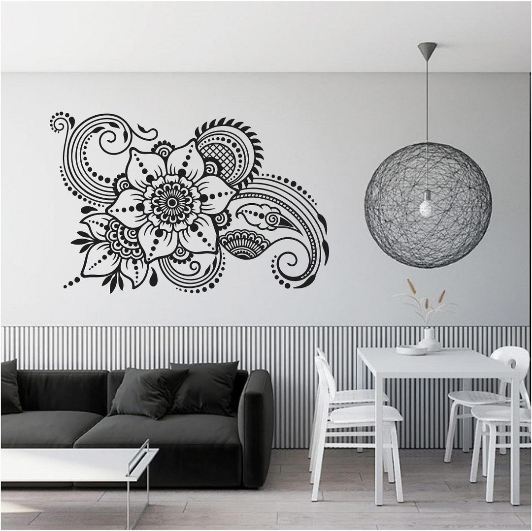 Curated visual reference: Removable Wall Decals For Renters Reference: Floral Mandala Vinyl Wall Art Decal Sticker Transfer Mural Decor