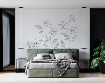 Immense, Fleurs Lilly, Lys, Murale murale, 170cm X 120cm, Art mural en vinyle, Décalcomanie, Autocollant, Amovible, Décoration, Décor, Botanique, Plante,