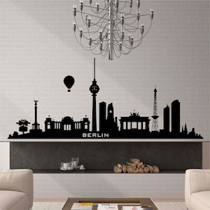 Berlin Skyline -Vinyl Wall Art, Decal, Sticker, Transfer, Mural, Removable, Decoration, Interior, Exterior, Peel and Stick, Full Wall - 0464