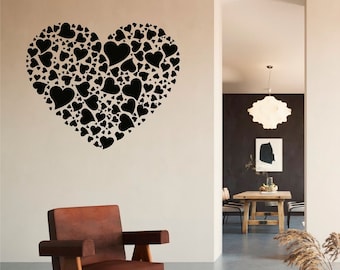 Hearts Within Hearts Vinyl Wall Art, Decal, Sticker, Transfer, Mural, Decor, Rent Friendly, Interior, Exterior, Full Wall Removable, - 0418