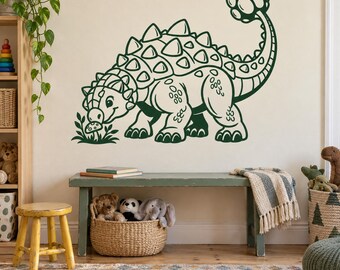 Ankylosaurus Dinosaur Wall Decal, Vinyl Sticker for Kids Bedroom, Nursery & Playroom