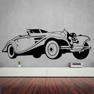 Vintage Car Sticker, Vinyl wall art sticker, Transfer, Mural, Stencil, EASY to apply, INSTRUCTIONS included, MATT Finish