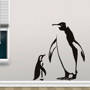 Penguin Family - 0074 Vinyl Wall Art, Decal, Sticker, Transfer, Mural, Decor, Rent Friendly, Interior, Exterior, Full Wall Removable,