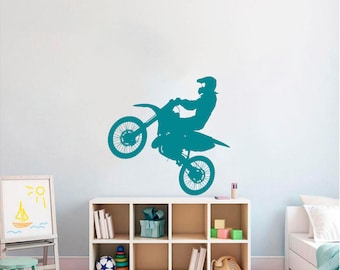 Motocross Dirt Bike Wall Decal | Extreme Sports Vinyl Sticker | Boys Bedroom Décor | Motocross Rider Wall Art | Custom Motorcycle Vinyl SP09