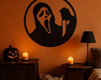 GHOST FACE, Made to Order, Wall Sticker, 36 Colours, Apply Anywhere, Application Tape Pre-Applied H005